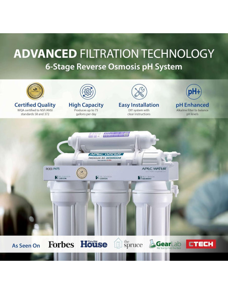 Sistema de filtración de agua APEC ROES-PH75 75 GPD 6 etapas Sistema de filtración de agua APEC ROES-PH75 75 GPD 6 etapas