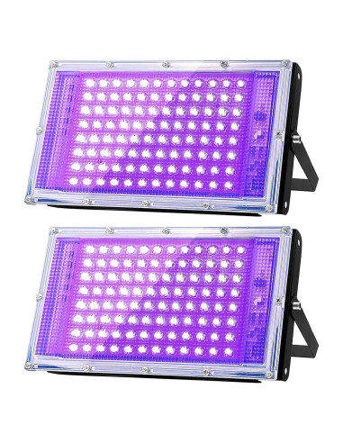 Proyector UV 100W Glostars IP66 Luz Negra 395nm 2 Paquetes