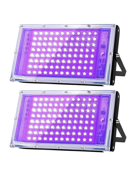 Proyector UV 100W Glostars IP66 Luz Negra 395nm 2 Paquetes