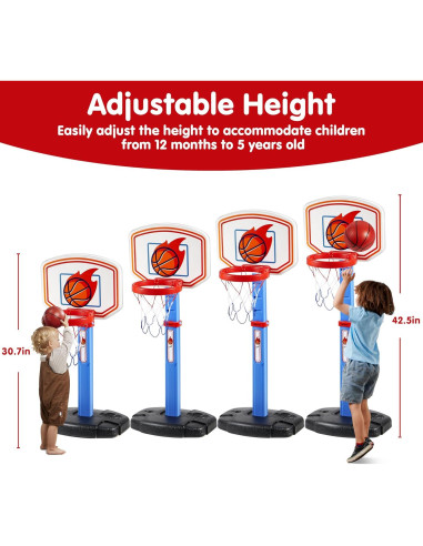 Juego de Baloncesto Ajustable JOYIN para Niños 2.5-3.5 ft
