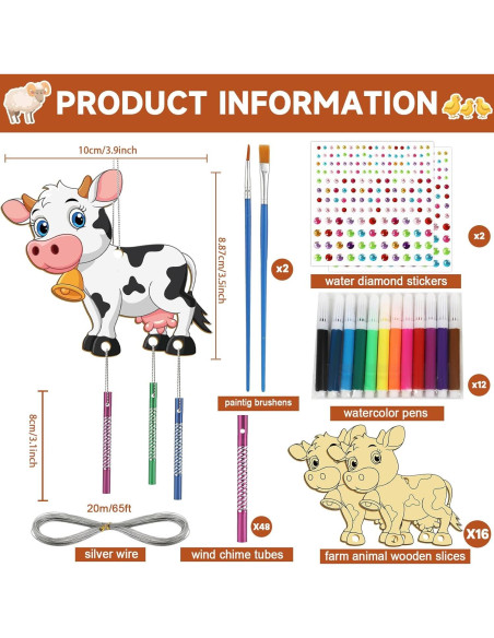 Kit de Campanas de Viento de Madera Gisgfim para Niños - 64 Piezas