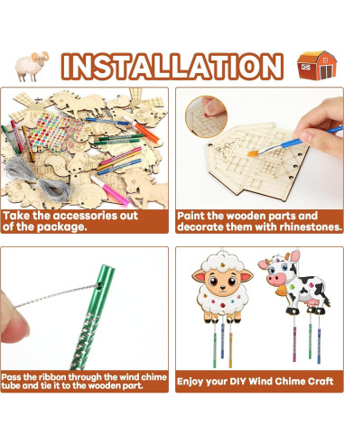 Kit de Campanas de Viento de Madera Gisgfim para Niños - 64 Piezas