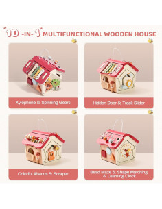 Cubo de Actividad de Madera Etucdose 10-en-1 para Bebés 2