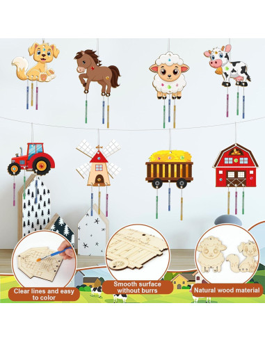 Kit de Campanas de Viento de Madera Gisgfim para Niños - 64 Piezas