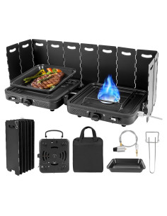 Estufa de Camping de Propano 2 Quemadores 17200 BTU Plegable