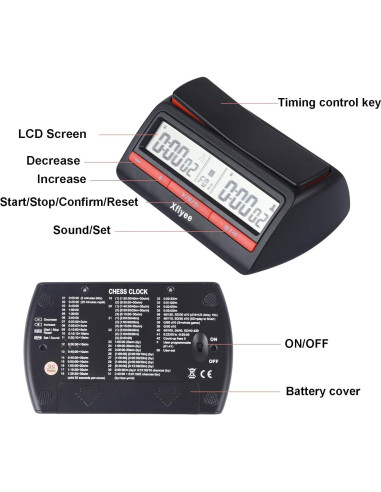 Reloj de Ajedrez Xflyee Digital Portátil con Bonificación