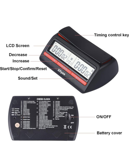 Reloj de Ajedrez Xflyee Digital Portátil con Bonificación