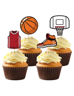 24 Adornos de Cupcake Baloncesto Moitkptt Tema Fiesta