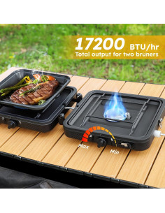 Estufa de Camping de Propano 2 Quemadores 17200 BTU Plegable 2
