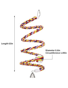 Percha de Cuerda para Aves OSWINMART 63'' Algodón Natural 2