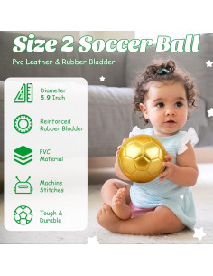 Mini balón de fútbol DLUGOPIS dorado tamaño 2 para niños 2