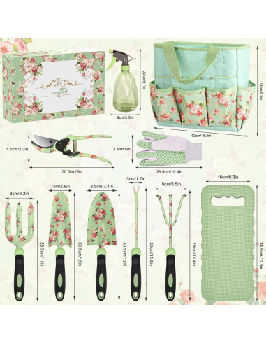 Set de Jardinería WisaKey 10 Piezas con Bolsa y Guantes