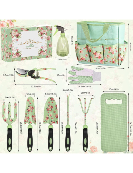 Set de Jardinería WisaKey 10 Piezas con Bolsa y Guantes