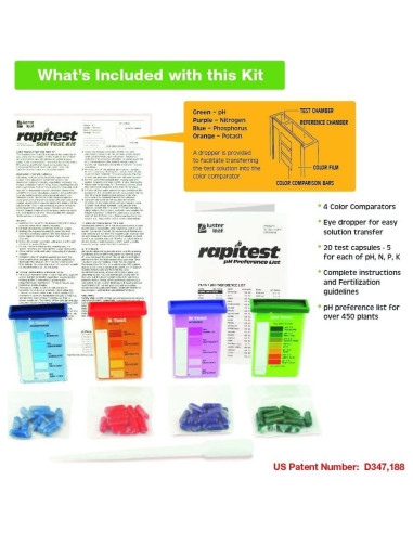 Kit de Prueba de Suelo Rapitest 20 Pruebas pH, N, P, K