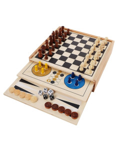 Juego de Mesa 7 en 1 de Madera Juegoal - Ajedrez, Damas y Más