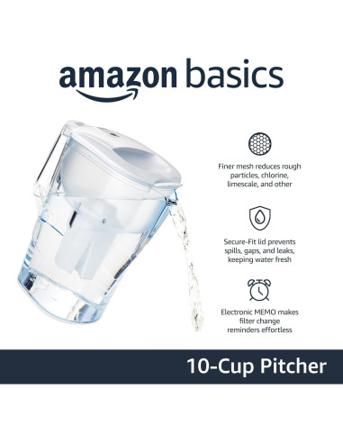 Jarra de Agua Amazon Basics 10 Tazas con Filtro Brita