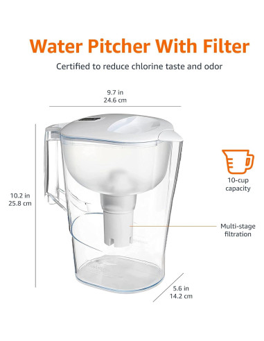 Jarra de Agua Amazon Basics 10 Tazas con Filtro Brita
