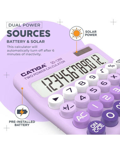 Calculadora Solar Catiga SD-1299 con Pantalla LCD 12 Dígitos
