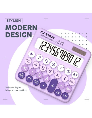Calculadora Solar Catiga SD-1299 con Pantalla LCD 12 Dígitos