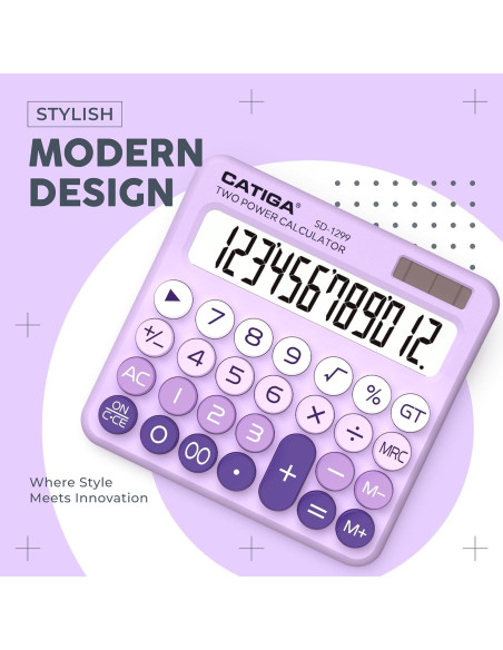 Calculadora Solar Catiga SD-1299 con Pantalla LCD 12 Dígitos
