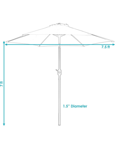 Paraguas de Patio Sunnydaze 2.3m Beige con Manivela Paraguas de Patio Sunnydaze 2.3m Beige con Manivela