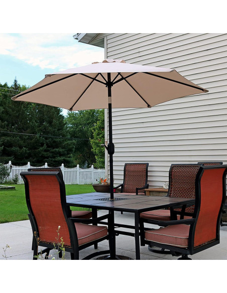 Paraguas de Patio Sunnydaze 2.3m Beige con Manivela Paraguas de Patio Sunnydaze 2.3m Beige con Manivela