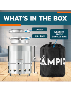 Estufa de Fuego a Leña Campior 15 cm Acero Inoxidable Portátil 2