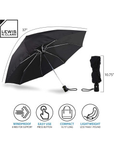 Paraguas Lewis N. Clark Automático Verde Azulado 96,5 cm 2