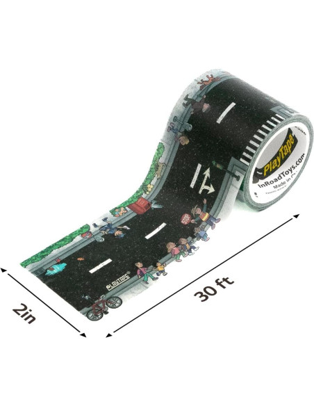 PlayTape - Cinta de carretera para coches de juguete 5,08 cm x 9,14 m PlayTape - Cinta de carretera para coches de juguete 5,08 cm x 9,14 m
