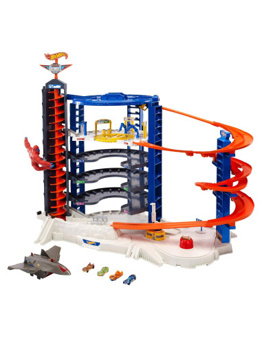 Garaje Super Ultimate Hot Wheels con 4 Autos y Elevador