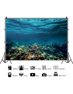 Fondo de Fotografía Renaiss 7x5ft Mar Submarino Azul 2