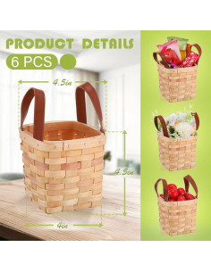 Cestas de Mimbre Rtteri 6 Pcs 11x11x10 cm Amarillo 2
