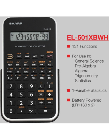 Calculadora Científica Sharp EL-501XBWH 131 Funciones