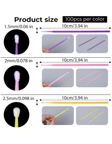 300 Pinceles Micro para Pintura Oruola - 3 Tamaños 1.5mm, 2mm, 2.5mm