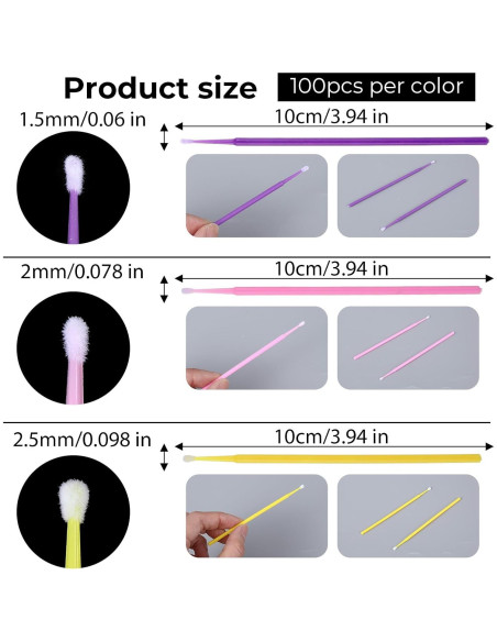 300 Pinceles Micro para Pintura Oruola - 3 Tamaños 1.5mm, 2mm, 2.5mm