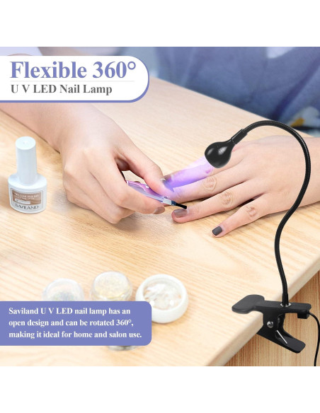 Lámpara UV LED Saviland Mini para Uñas con Clip Ajustable