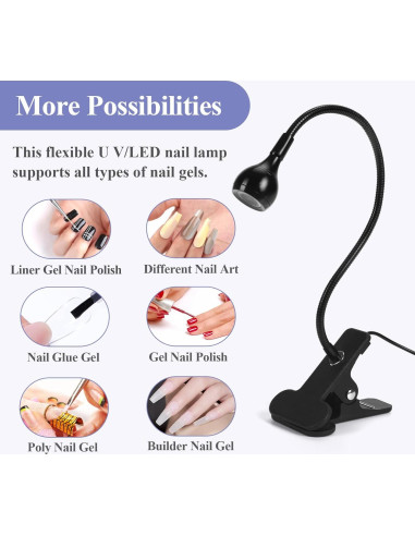 Lámpara UV LED Saviland Mini para Uñas con Clip Ajustable