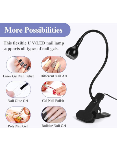Lámpara UV LED Saviland Mini para Uñas con Clip Ajustable