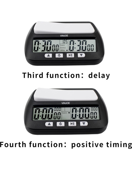 Reloj de Ajedrez Digital VINJOE Portátil con 4 Funciones