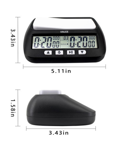 Reloj de Ajedrez Digital VINJOE Portátil con 4 Funciones