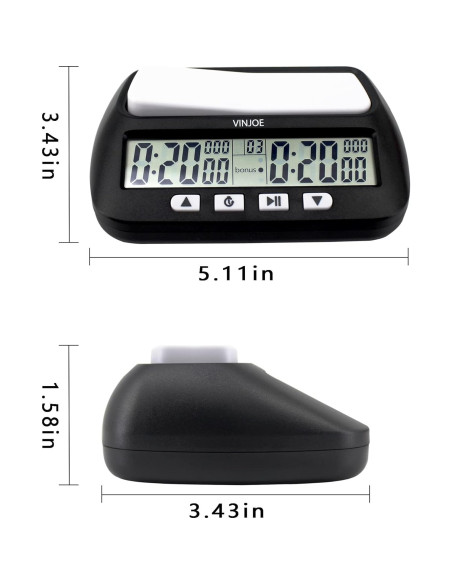 Reloj de Ajedrez Digital VINJOE Portátil con 4 Funciones