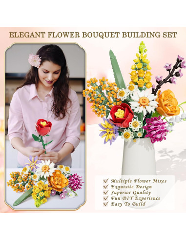 Juego de Construcción de Flores Amoyasite 1070 Piezas