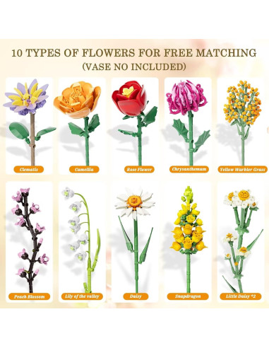 Juego de Construcción de Flores Amoyasite 1070 Piezas