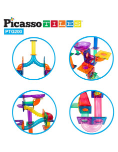 PicassoTiles Juego de Pistas de Canicas 200 Piezas para Niños 2
