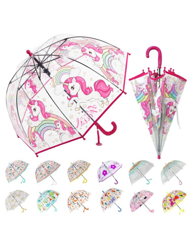 Paraguas Burbuja Transparente Wxjiahetai Rojo Unicornio