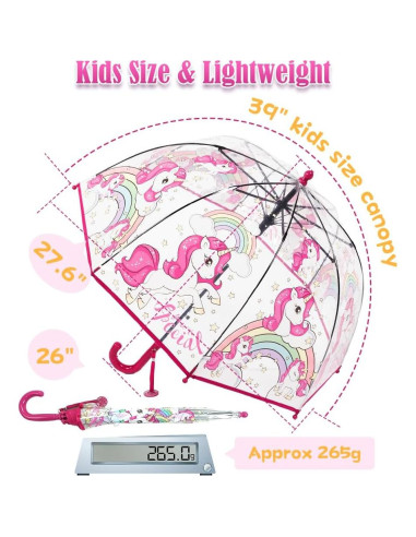 Paraguas Burbuja Transparente Wxjiahetai Rojo Unicornio