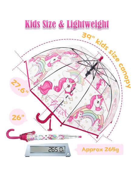 Paraguas Burbuja Transparente Wxjiahetai Rojo Unicornio
