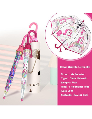 Paraguas Burbuja Transparente Wxjiahetai Rojo Unicornio