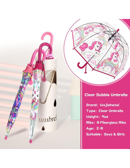 Paraguas Burbuja Transparente Wxjiahetai Rojo Unicornio