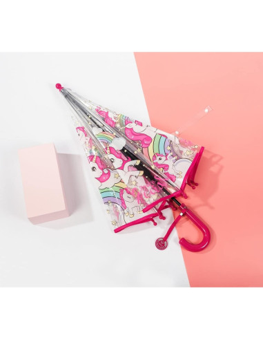 Paraguas Burbuja Transparente Wxjiahetai Rojo Unicornio